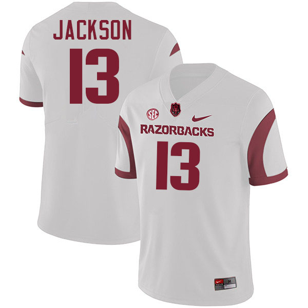 #13 Trever Jackson Arkansas Jersey,Arkansas Razorbacks College Football Jerseys Stitched-Retro White  #13 Trever Jackson Arkansas Jersey,Arkansas Razorbacks College Football Jerseys Stitched-Retro White